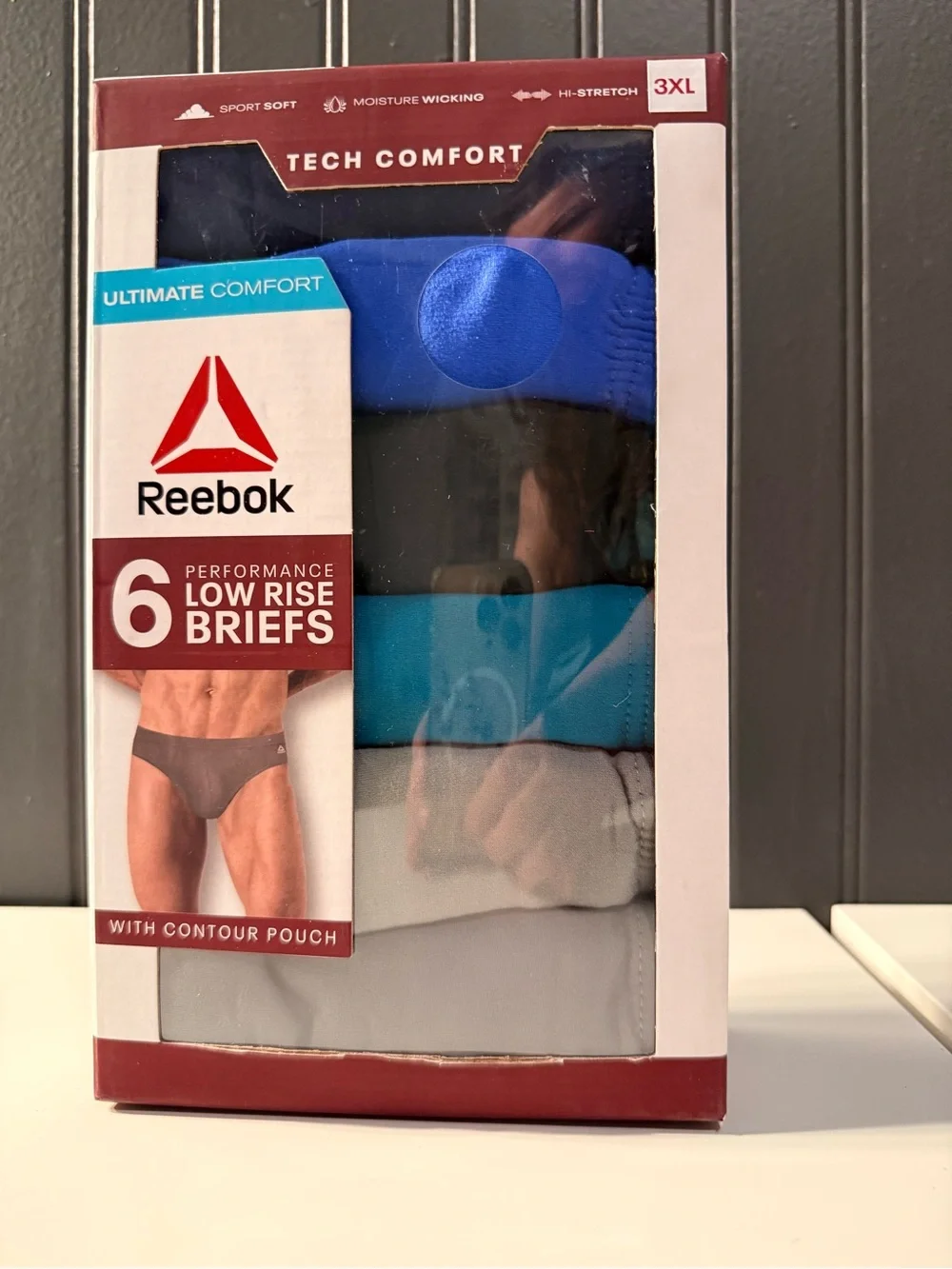 Reebok Men’s Tech Comfort 6-Pack Low Rise Briefs - Blue/Black/Gray/Light Blue